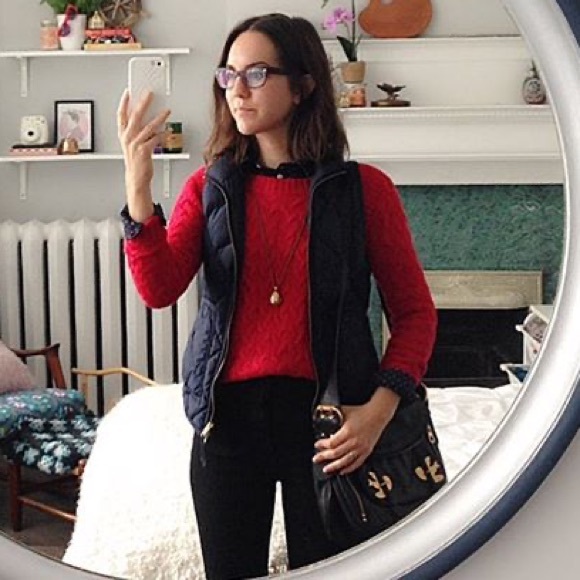 J. Crew Honeycomb cable sweater in dark poppy - Picture 6 of 7